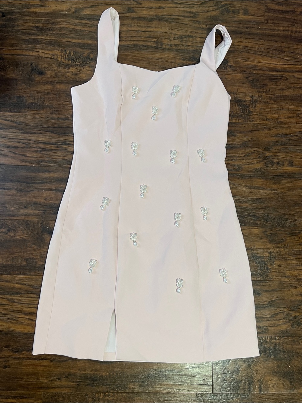 SHEIN Light Pink Embellished Midi Dress